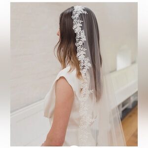 Blossom and Bluebird Adrianna Veil in ivory, cathedral length 105 in
